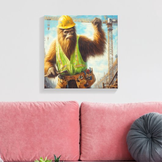 Bigfoot de bouwvakker canvas afdruk (Insitu (Woonkamer))