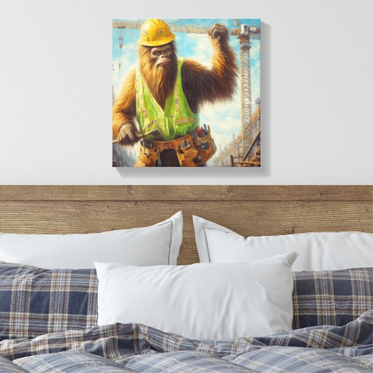Bigfoot de bouwvakker canvas afdruk (Insitu (Slaapkamer))