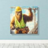 Bigfoot de bouwvakker canvas afdruk (Insitu (Houten vloer))