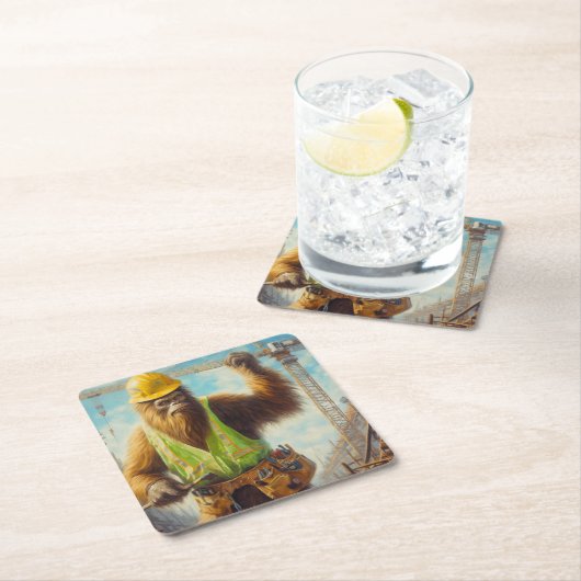 Bigfoot de bouwvakker kartonnen onderzetters (Insitu)