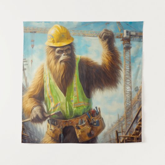 Bigfoot de Bouwvakker Wandkleed (Voorkant)