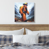Bigfoot de Hot Shot Brandweerman Canvas Afdruk (Insitu (Slaapkamer))