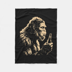 Bigfoot die bier drinkt grappige sasquatch retro k fleece deken