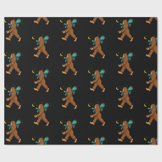 Bigfoot die een Alien Funny Paranormal ontneemt Cadeaupapier (Vlak)