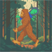 Bigfoot die een Alien ontvoert Grappig Sticker (Voorkant)