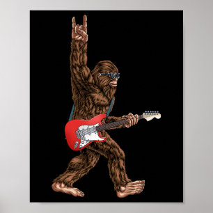 Bigfoot die een elektrische gitaarsteen speelt op poster