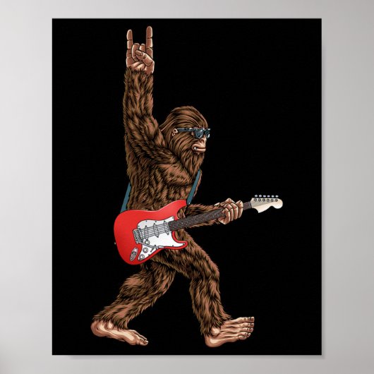 Bigfoot die een elektrische gitaarsteen speelt op poster (Voorkant)
