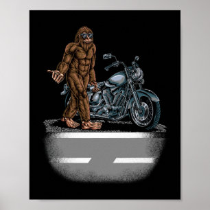 Bigfoot die een motorfiets goot die probeert een h poster