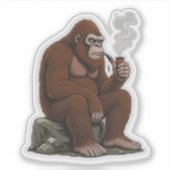 Bigfoot die een pijp rookt sticker (Voorkant)