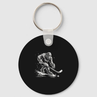 Bigfoot die hockey speelt speler grappige sasquatc sleutelhanger