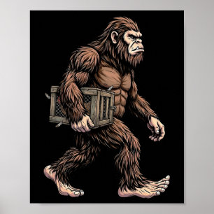 Bigfoot die kippenkrat draagt Sasquatch-boerderij Poster