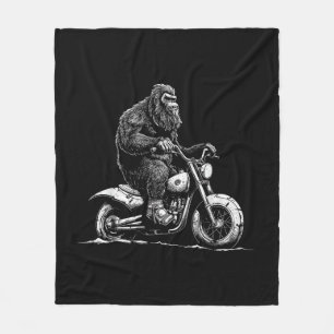 Bigfoot die op een motorfiets rijdt, grappige Sasq Fleece Deken