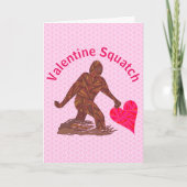 Bigfoot die Sasquatch Roze Valentijn Squatch lopen Feestdagen Kaart (Voorkant)