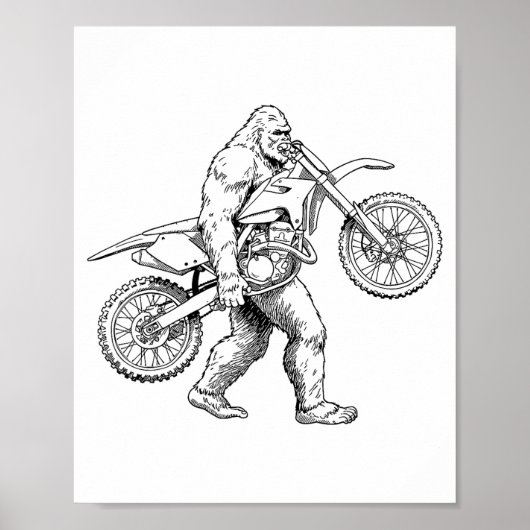 Bigfoot Dirt Bike Sasquatch Biker  Poster (Voorkant)