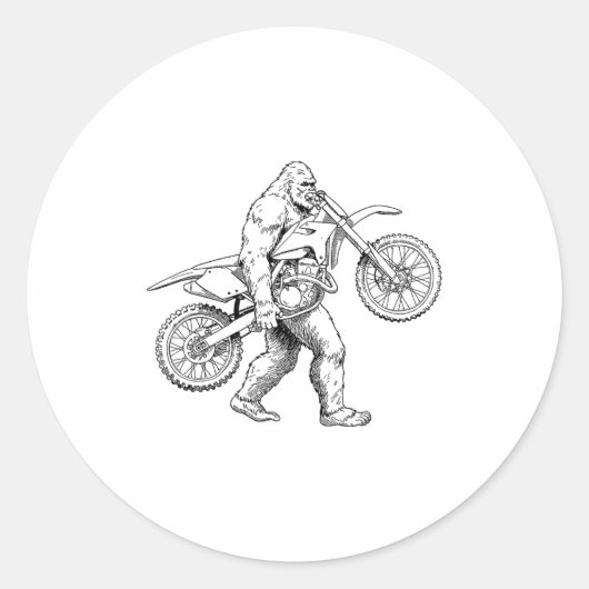 Bigfoot Dirt Bike Sasquatch Biker  Ronde Sticker (Voorkant)