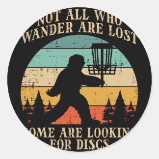 Bigfoot Disc Golf Not All Who Wander Lost Men Wome Ronde Sticker