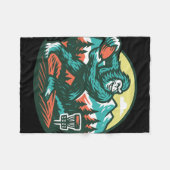 Bigfoot Disc Golfer Sasquatch Disc Golf Retro Fleece Deken (Voorkant (Horizontaal))