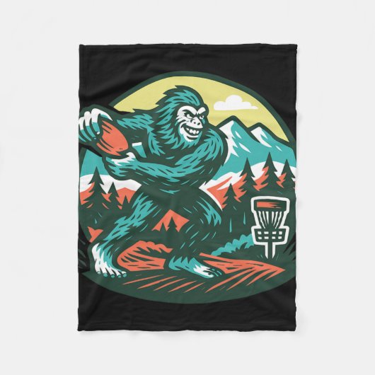 Bigfoot Disc Golfer Sasquatch Disc Golf Retro Fleece Deken (Voorkant)