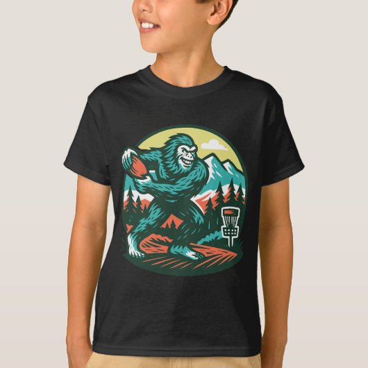 Bigfoot Disc Golfer Sasquatch Disc Golf Retro  T-shirt (Voorkant)