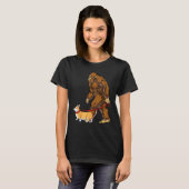 Bigfoot Dog Walk Corgi Funny Sasquatch Lovers Mann T-shirt (Voorkant volledig)