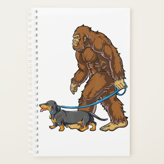 Bigfoot Dog Walk Dachshund T  Sasquatch Kids Men W Planner (Voorkant)