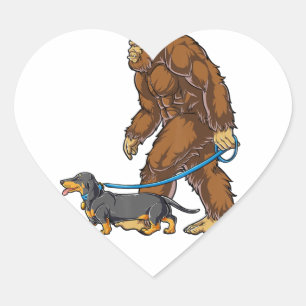 Bigfoot Dog Walk Dachshund T Sasquatch Kinder Mann Hart Sticker