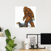 Bigfoot Dog Walk Dachshund T Sasquatch Kinder Mann Poster (Thuiskantoor)
