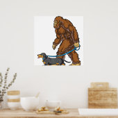 Bigfoot Dog Walk Dachshund T Sasquatch Kinder Mann Poster (Keuken)