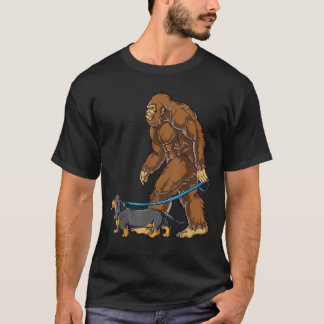 Bigfoot Dog Walk Dachshund T shirt Sasquatch Kinde