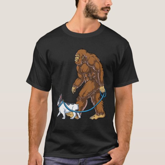 Bigfoot Dog Walk French Bulldog Mannen Sasquatch L T-shirt (Voorkant)