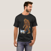 Bigfoot Dog Walk French Bulldog Mannen Sasquatch L T-shirt (Voorkant volledig)