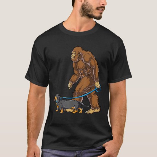 Bigfoot Dog Walk Teckel Sasquatch Kinder Mannen Vr T-shirt (Voorkant)
