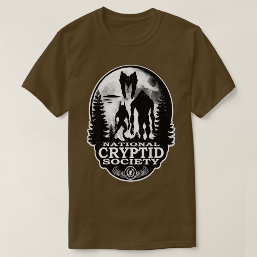 Bigfoot Dogman Mothman UFO National Cryptid Sociét T-shirt (Design voorkant)