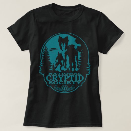 Bigfoot Dogman Mothman UFO National Cryptid Sociét T-shirt (Design voorkant)