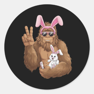 Bigfoot Dragen Bunny Ears Knuffelen Konijn Pasen E Ronde Sticker