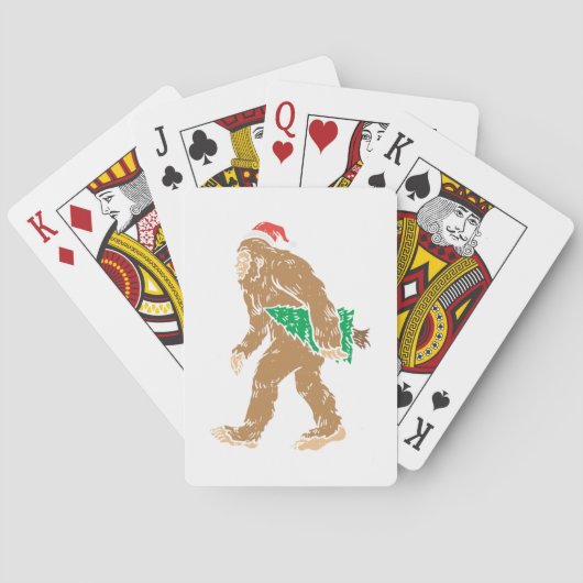 Bigfoot Dragen Kerstboom Grappige Sasquatch Xm Pokerkaarten (Achterkant)