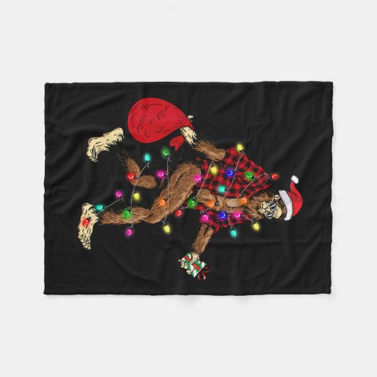 Bigfoot Dragen Kerstboom Sasquatch Pyjama Fleece Deken (Voorkant (Horizontaal))