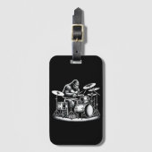 Bigfoot drummer Sasquatch speelt drums muzikant B Bagagelabel (Voorkant (verticaal))