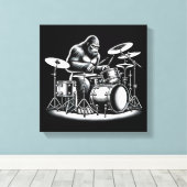 Bigfoot drummer Sasquatch speelt drums muzikant B Canvas Afdruk (Insitu (Houten vloer))