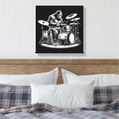 Bigfoot drummer Sasquatch speelt drums muzikant B Canvas Afdruk (Insitu (Slaapkamer))