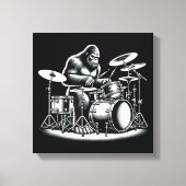 Bigfoot drummer Sasquatch speelt drums muzikant B Canvas Afdruk (Voorkant)