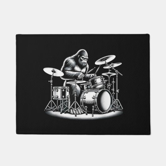 Bigfoot drummer Sasquatch speelt drums muzikant B Deurmat (Voorkant)