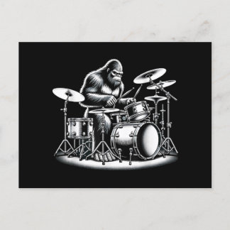 Bigfoot drummer Sasquatch speelt drums muzikant B Feestdagenkaart