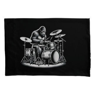Bigfoot drummer Sasquatch speelt drums muzikant B Kussensloop