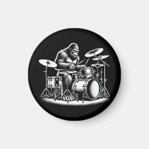 Bigfoot drummer Sasquatch speelt drums muzikant B Magneet
