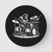 Bigfoot drummer Sasquatch speelt drums muzikant B Ronde Klok (Voorkant)