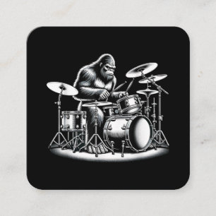 Bigfoot drummer Sasquatch speelt drums muzikant B Vierkante Visitekaartje