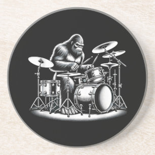 Bigfoot drummer Sasquatch speelt drums muzikant B Zandsteen Onderzetter