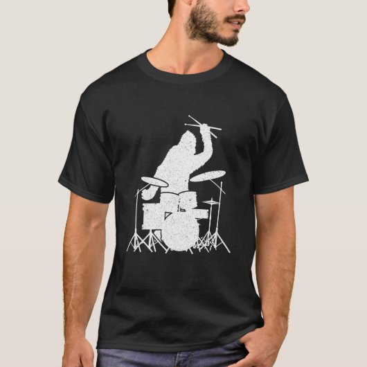 Bigfoot Drumstick Sasquatch Drummer Drums T-shirt (Voorkant)