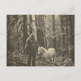 Bigfoot Eenhoorn en een Paard in de Bos Ansichtkaa Briefkaart